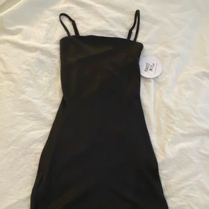Princess polly black satin tie-back dress